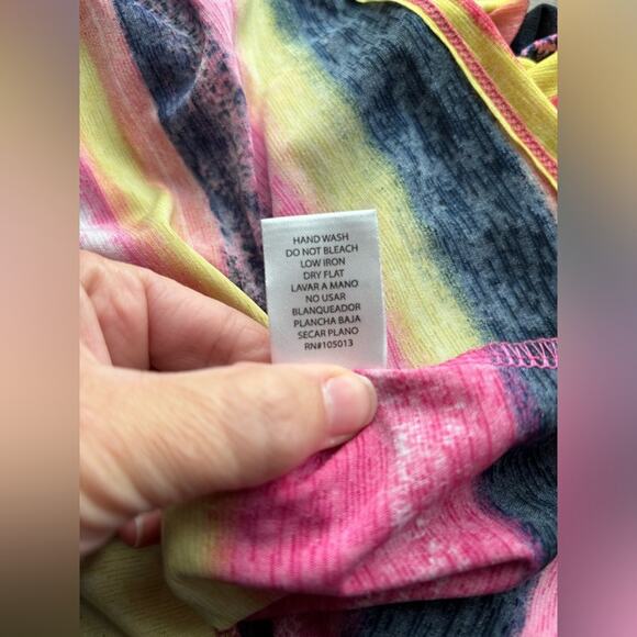 Womens XL Retro Colorful Stripe Oversized Flowy Half Sleeve Blouse Summer Travel - Picture 5 of 7